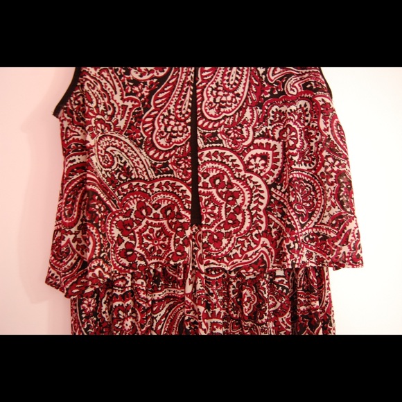 Loft Paisley Floral Sleeveless Tiered Red Dress - Picture 7 of 7